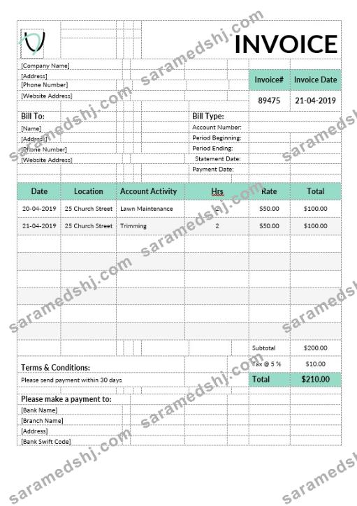 Landscaping Invoice Template